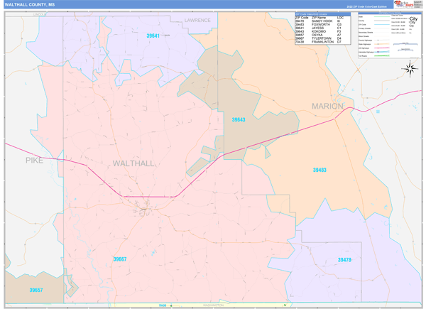 Walthall County, MS Zip Code Map