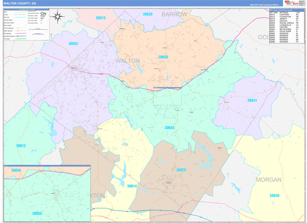 Walton County, GA Wall Map Color Cast Style by MarketMAPS - MapSales