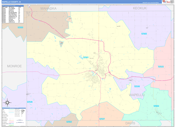 Wapello County, IA Zip Code Map