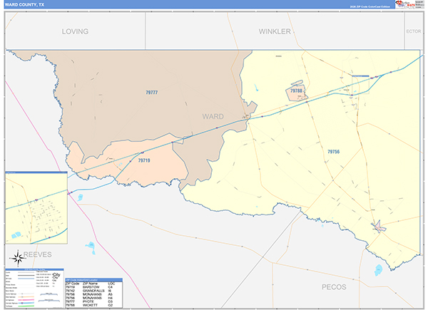 Ward County, TX Zip Code Map