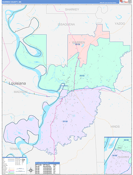 Warren County, MS Zip Code Map