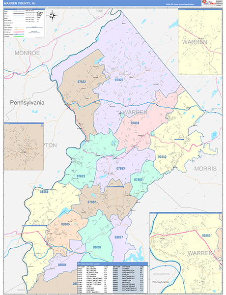 Warren County, NJ Zip Code Map