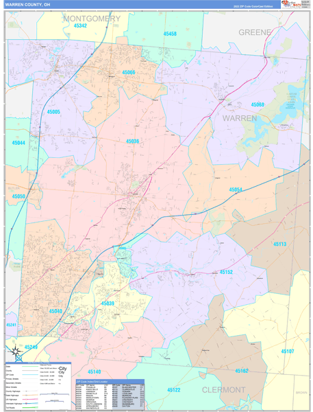 Warren County, OH Wall Map