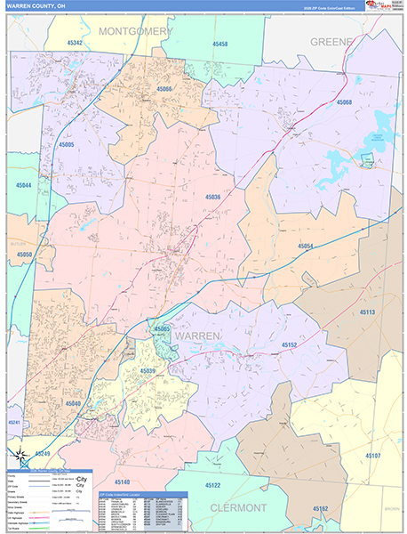 Warren County, OH Zip Code Map