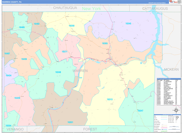 Warren County, PA Wall Map
