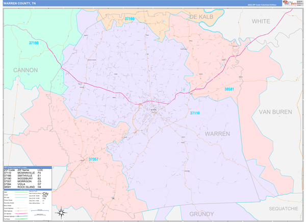 Warren County, TN Wall Map