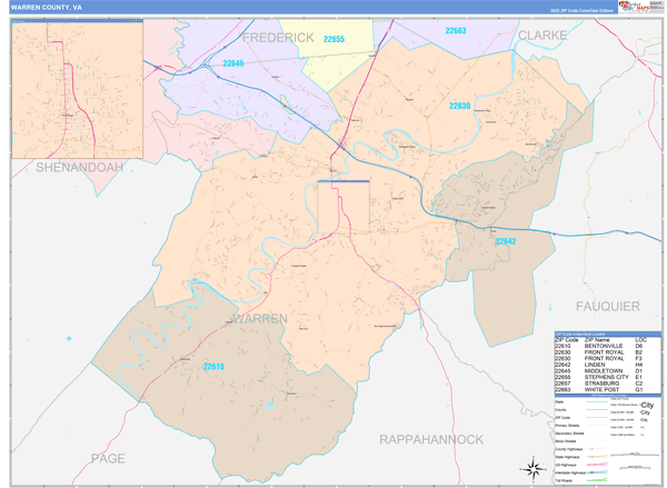 Warren County, VA Zip Code Map