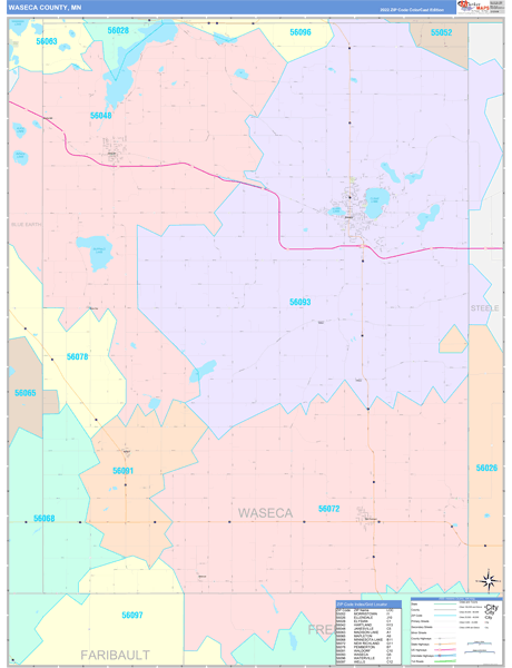 Waseca County, MN Zip Code Map