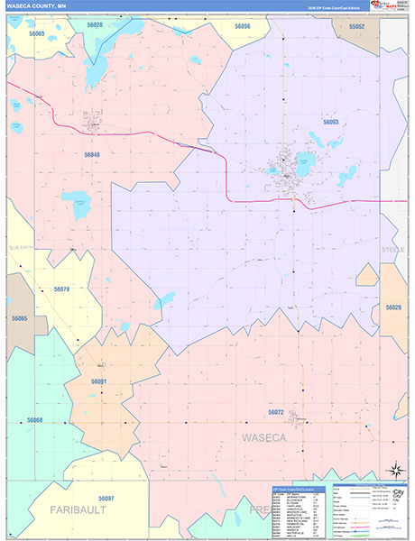 Waseca County, MN Zip Code Map