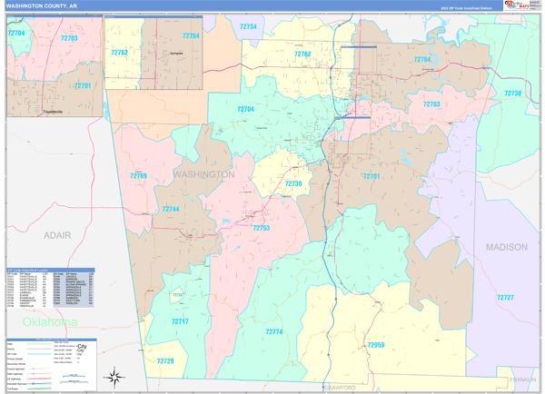 Washington County, AR Zip Code Map