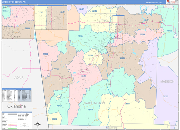 Washington County, AR Zip Code Map