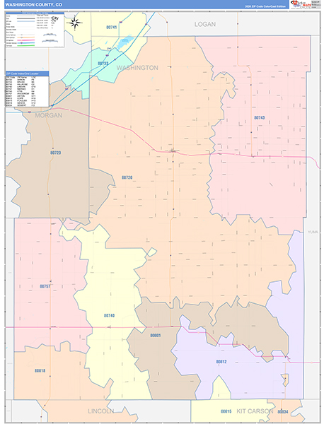 Washington County, CO Zip Code Map
