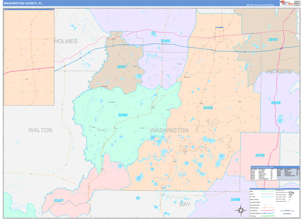 Washington County, FL Wall Map