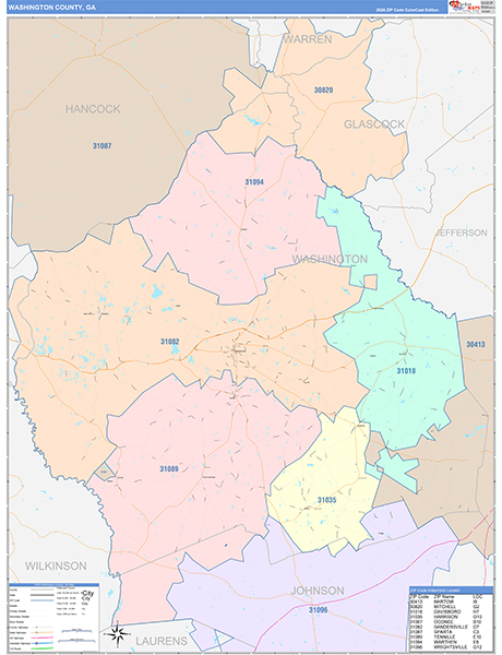 Washington County, GA Zip Code Map