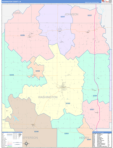 Washington County, IA Wall Map