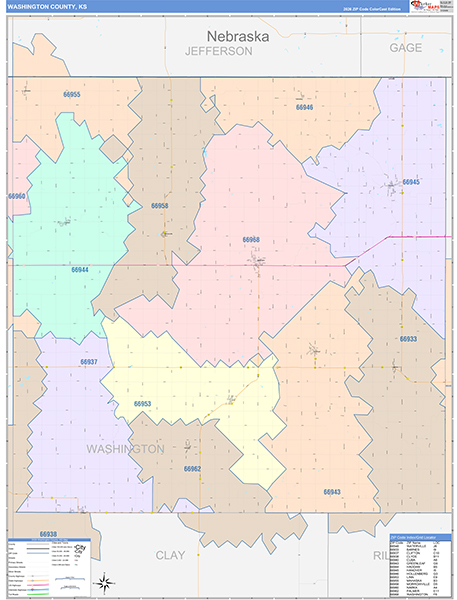 Washington County, KS Zip Code Map