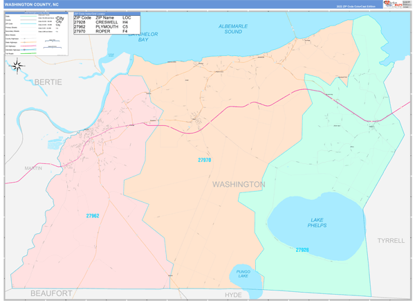 Washington County, NC Wall Map