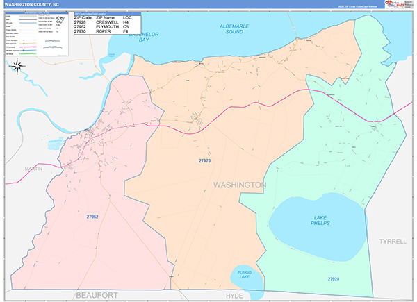 Washington County, NC Zip Code Map