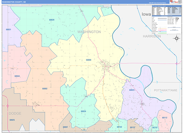 Washington County, NE Zip Code Map