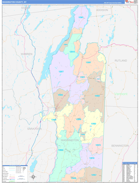 Washington County, NY Wall Map