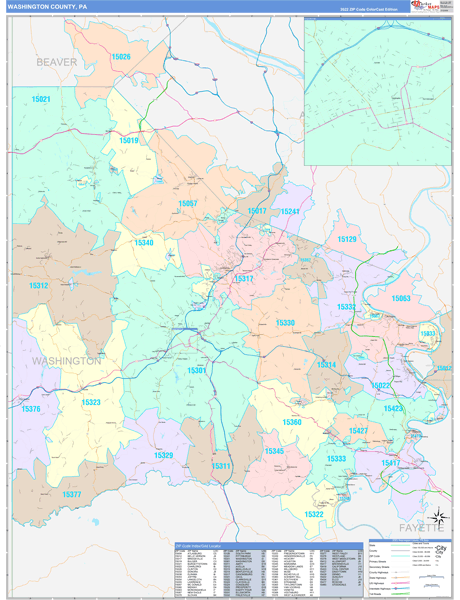 Washington County Digital Map Color Cast Style