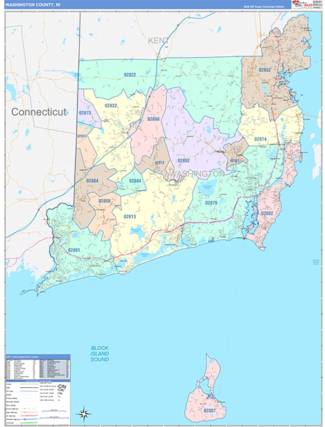 Washington County, RI Zip Code Map