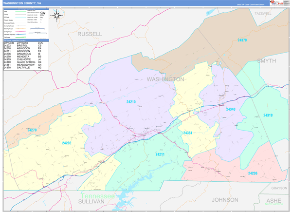 Washington County, VA Zip Code Map