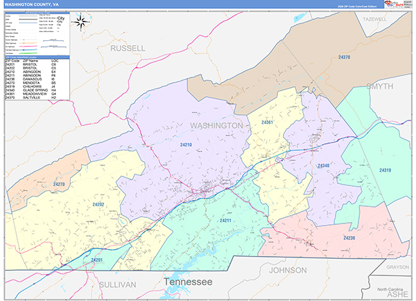 Washington County, VA Zip Code Map