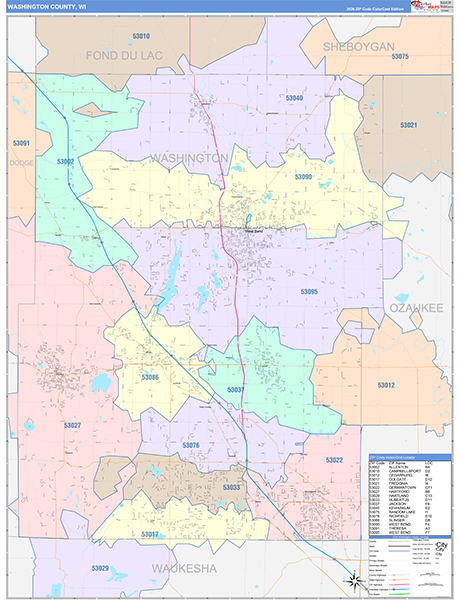 Washington County, WI Wall Map