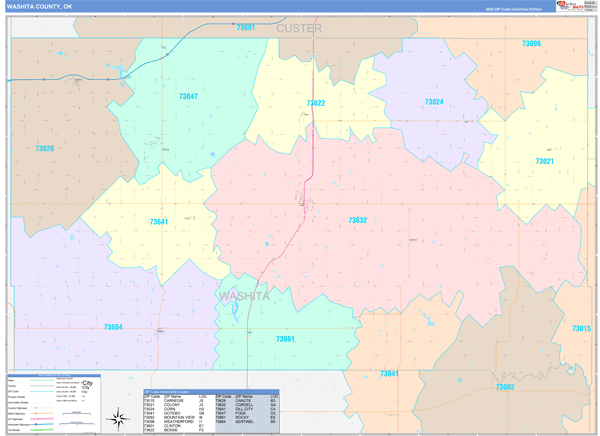 Washita County Digital Map Color Cast Style
