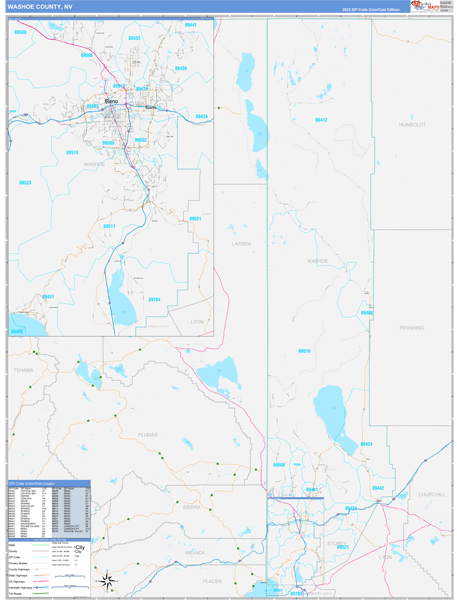 Washoe County, NV Zip Code Map