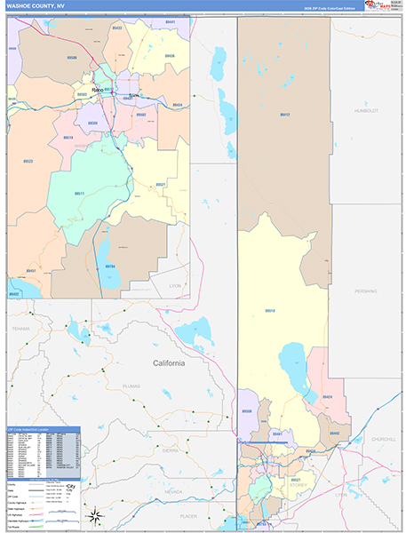 Washoe County, NV Zip Code Map