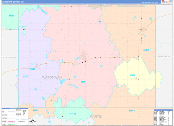 Watonwan County, MN Zip Code Map