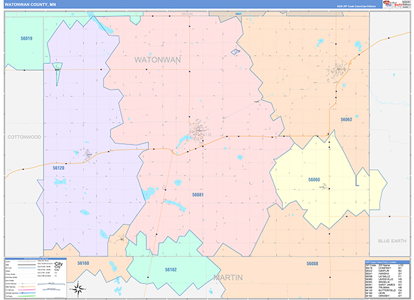 Watonwan County, MN Zip Code Map