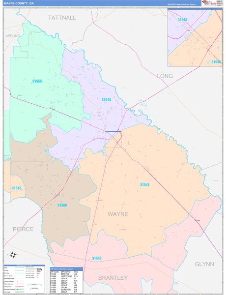 Wayne County, GA Zip Code Map