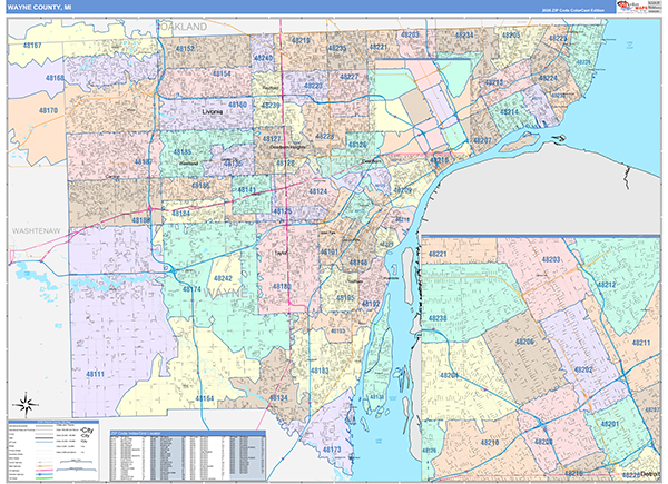 Wayne County, MI Zip Code Map