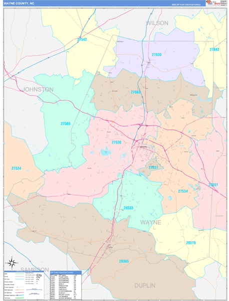 Wayne County, NC Wall Map