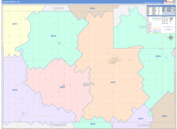 Wayne County, NE Zip Code Map
