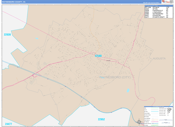 Waynesboro County, VA Wall Map