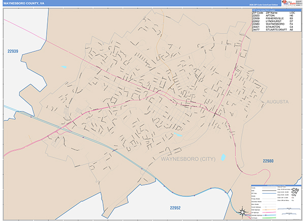 Waynesboro County, VA Wall Map