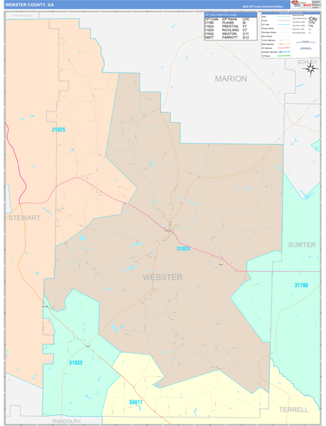 Webster County, GA Wall Map