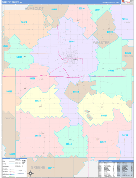Webster County, IA Zip Code Map