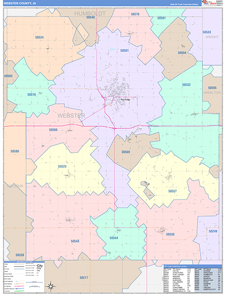 Webster County, IA Zip Code Map