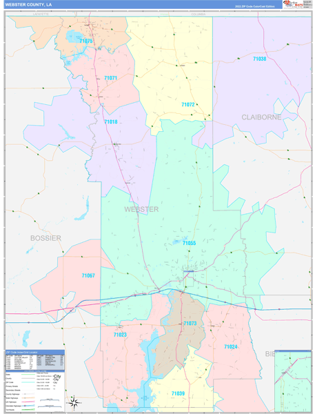 Webster Parish (County), LA Wall Map