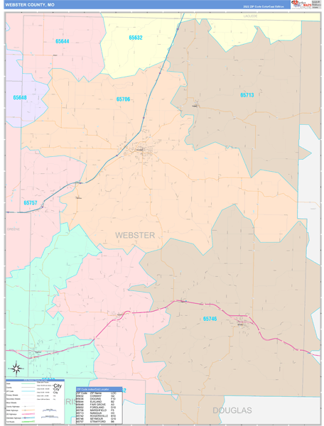 Webster County Digital Map Color Cast Style
