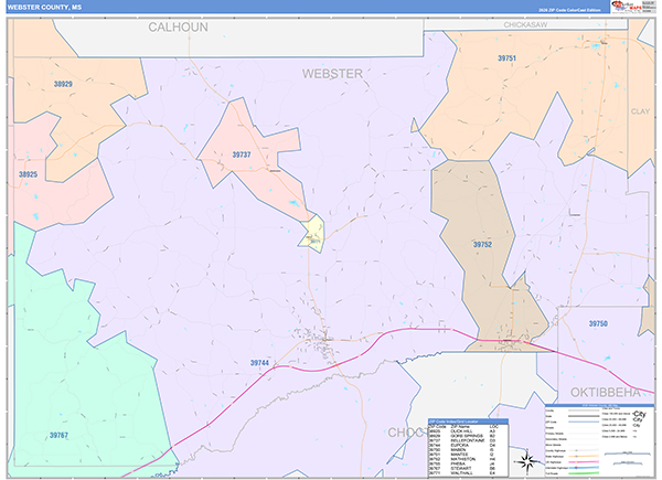 Webster County, MS Zip Code Map