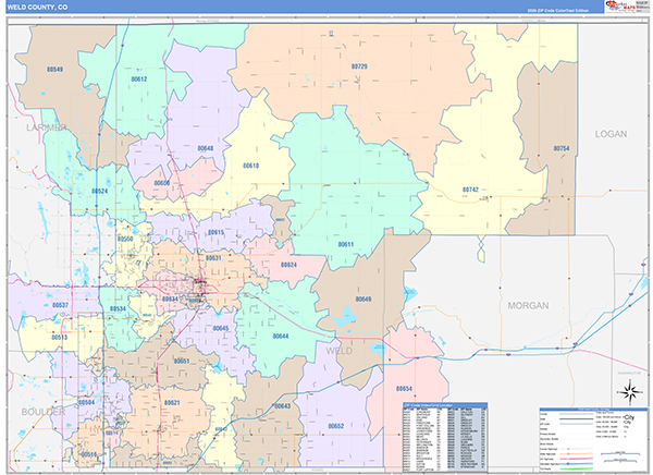 Weld County, CO Zip Code Map