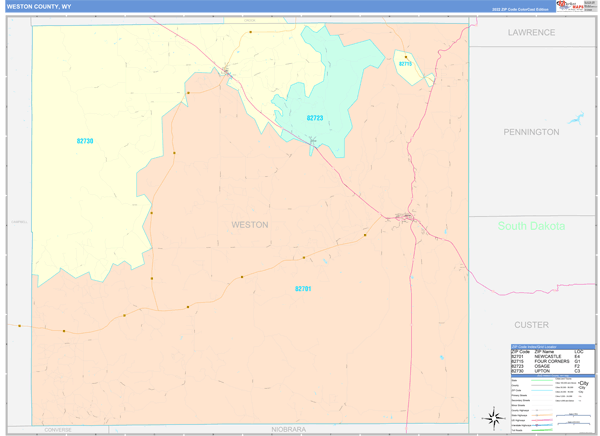 Weston County, WY Zip Code Map