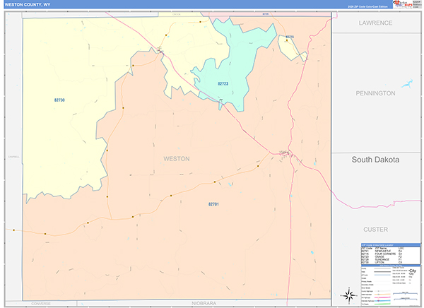 Weston County, WY Zip Code Map