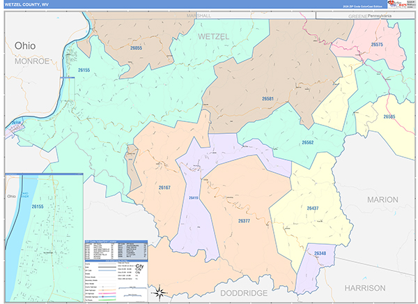 Wetzel County, WV Zip Code Map